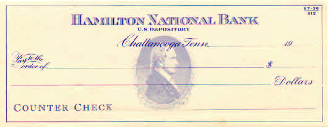 Hamilton National Bank 19__ unissued counter check